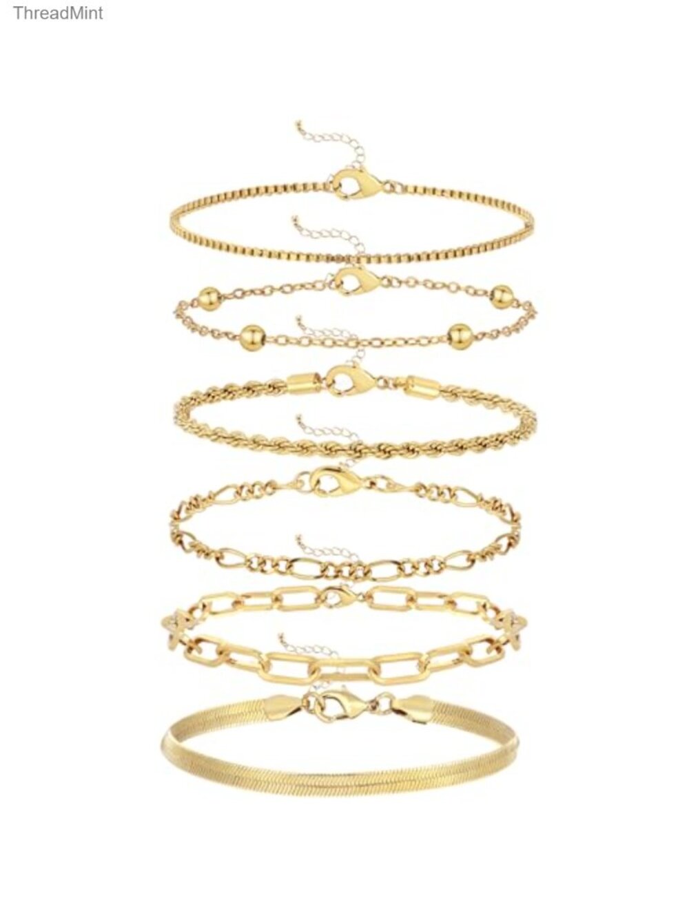 Trendy 14K Real Gold Plated Waterproof Stackable Bracelet Set
